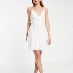 ASOS DESIGN cami wrap mini dress with lace-up back in white - Size US 4 - NWOT